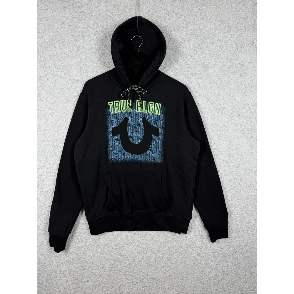 True Religion Men's Black Digital Motherboard Logo Pullover Hoodie Size‎ L